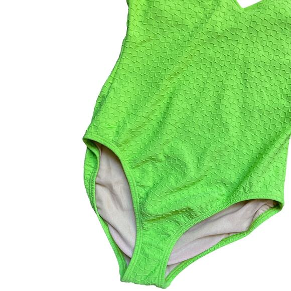 NWT Vintage Green Textured Speedo 90s Y2K Halter Coastal One Piece Swimsuit - Picture 4 of 7